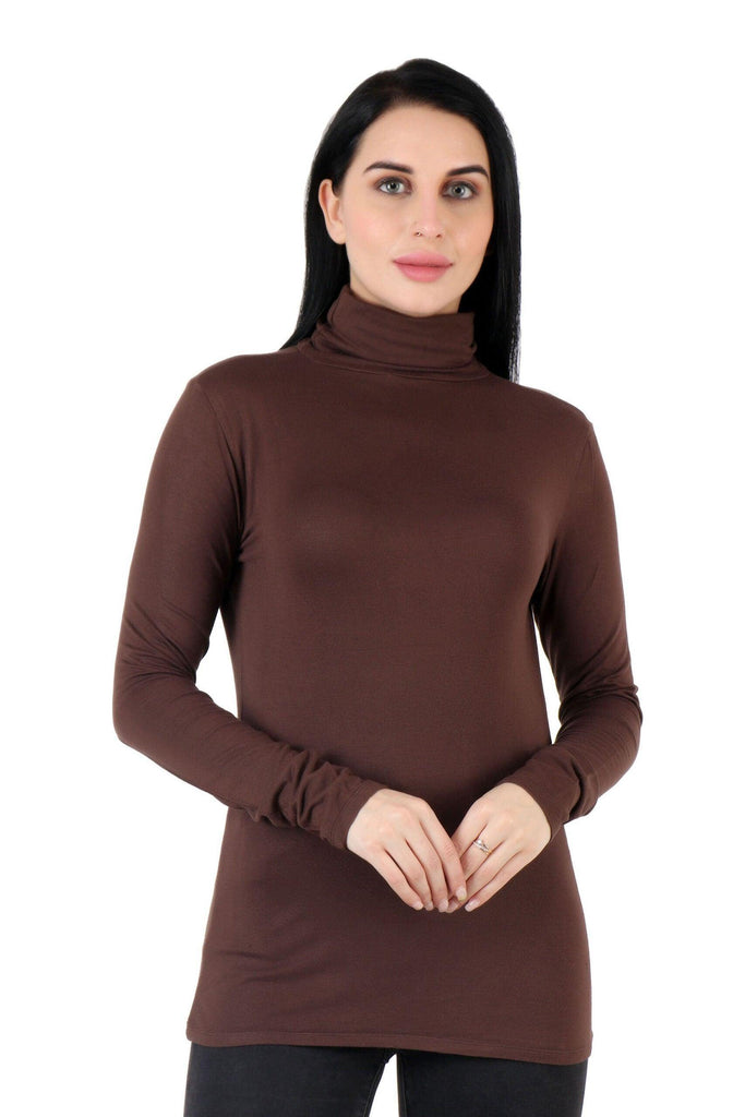 Model wearing Viscose Lycra Top with Pattern type: Solid-16
