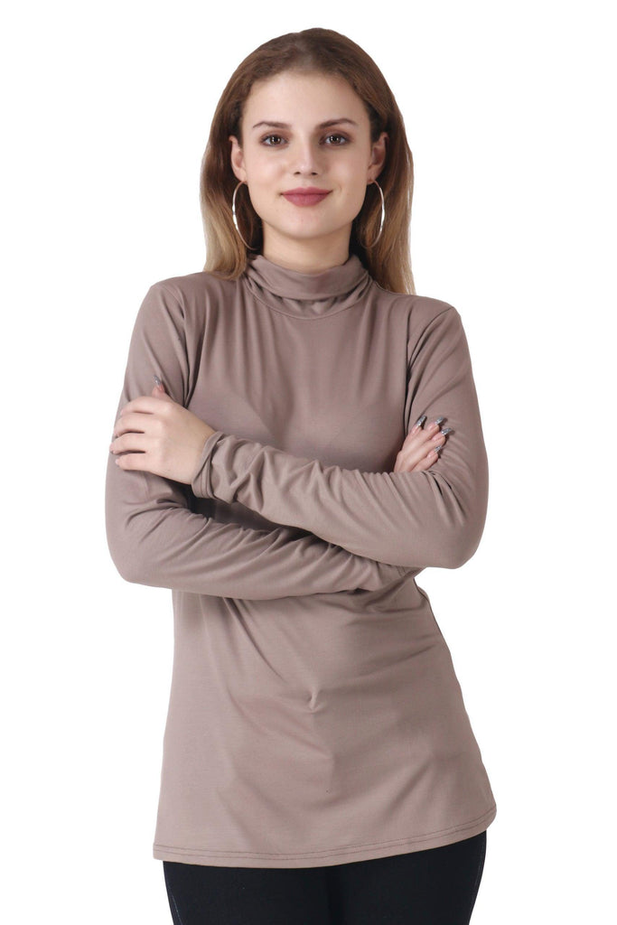 Model wearing Viscose Lycra Top with Pattern type: Solid-1