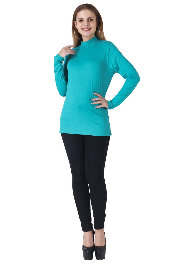 Model wearing Viscose Lycra Top with Pattern type: Solid-21
