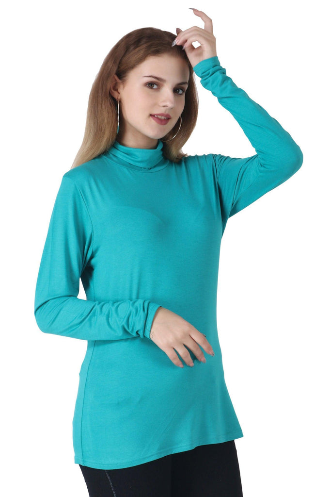 Model wearing Viscose Lycra Top with Pattern type: Solid-22
