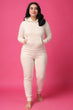 Solid Hoodie with Jogger Set-Ivory