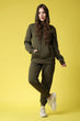 Solid Hoodie with Jogger Set-Olive Green