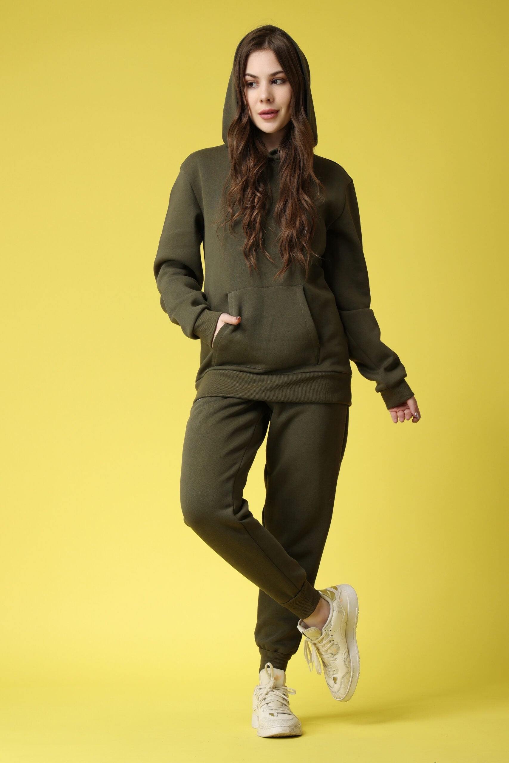 Green Hoodie Hoodie And Jogger Set For Women Women Top Bottom Set