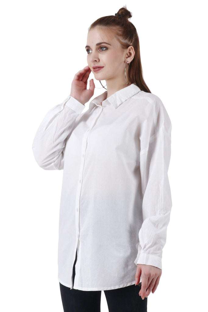 Model wearing Cotton Shirt with Pattern type: Solid-10