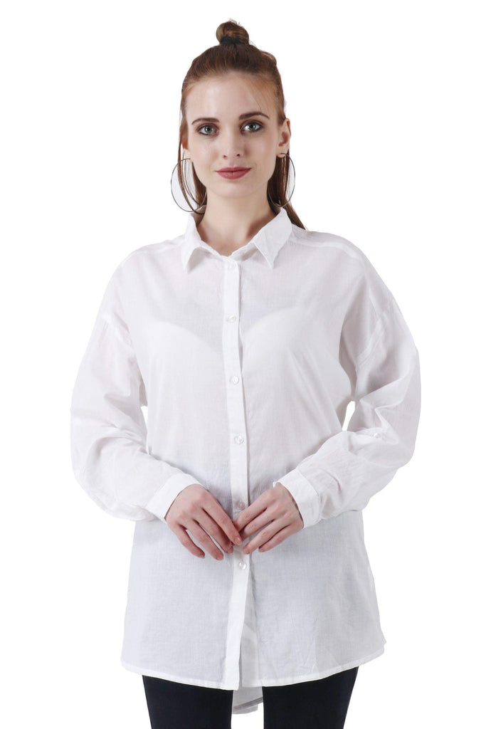 Model wearing Cotton Shirt with Pattern type: Solid-8