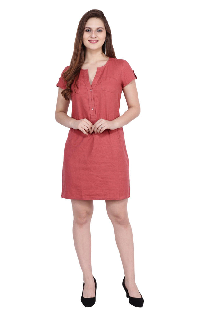 Model wearing Cotton Tunic with Pattern type: Solid-15