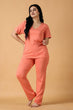 Solid Pyjama Night Suit Set -Peach