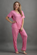 Solid Pyjama Night Suit Set -Pink