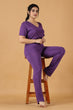 Solid Pyjama Night Suit Set -Purple