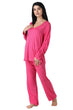 Solid Pyjama Night Suit Set with Long Sleeves-Pink