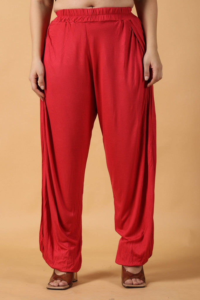 Model wearing Viscose Lycra Pyjamas with Pattern type: Solid-11