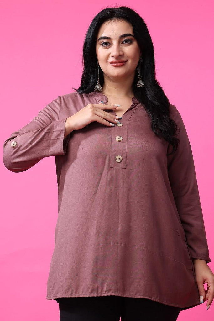 Model wearing Rayon Tunic with Pattern type: Solid-10