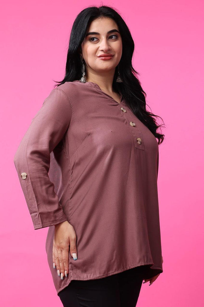 Model wearing Rayon Tunic with Pattern type: Solid-13