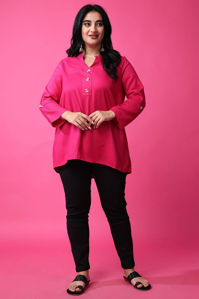 Model wearing Rayon Tunic with Pattern type: Solid-16
