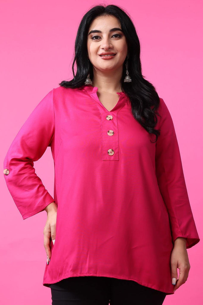 Model wearing Rayon Tunic with Pattern type: Solid-17