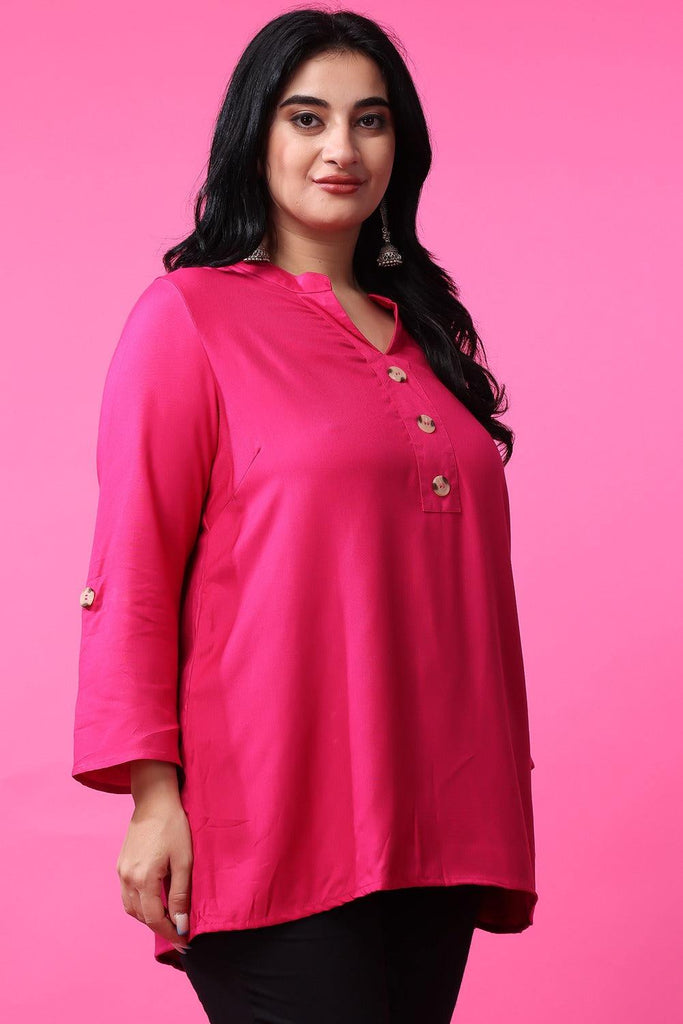 Model wearing Rayon Tunic with Pattern type: Solid-18