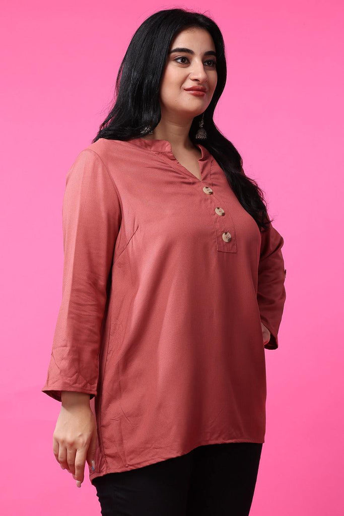 Model wearing Rayon Tunic with Pattern type: Solid-4