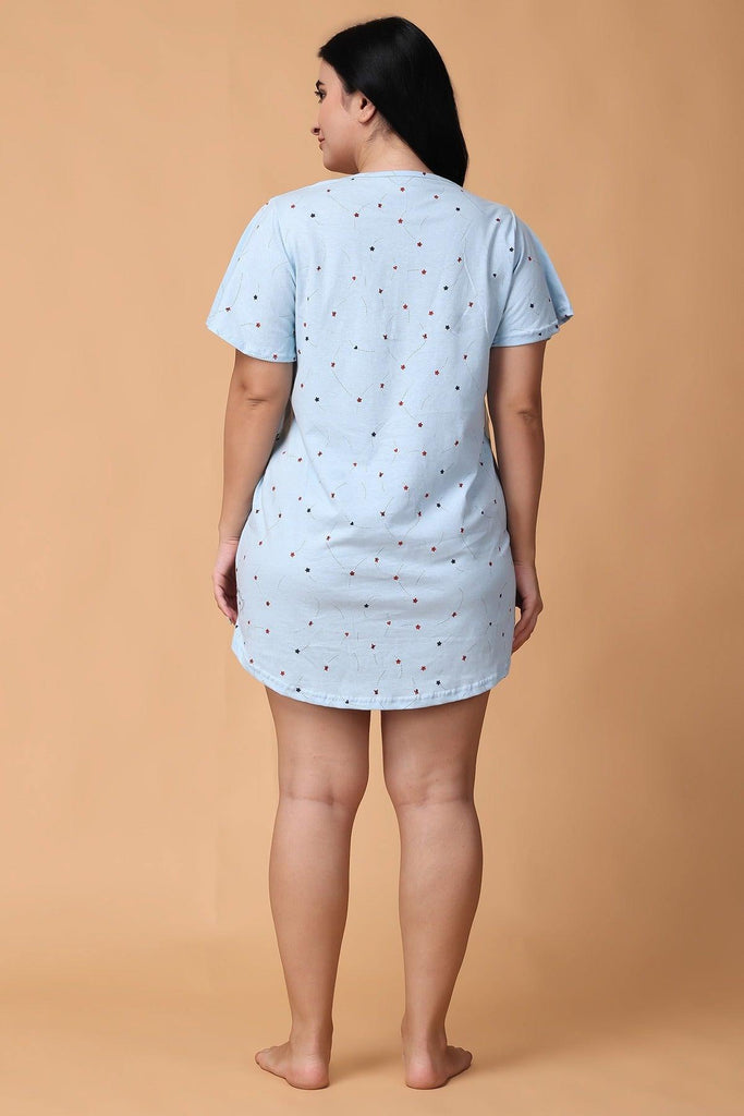 Model wearing Cotton Lycra Mini Night Dress with Pattern type: Stars-14