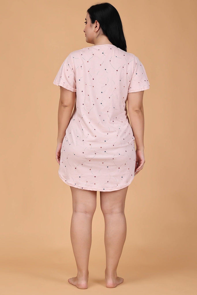 Model wearing Cotton Lycra Mini Night Dress with Pattern type: Stars-1
