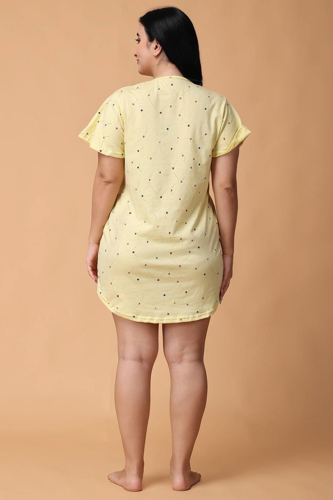 Model wearing Cotton Lycra Mini Night Dress with Pattern type: Stars-8