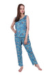 Steel Blue Floral Printed Pyjama set - Sleeveless