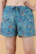 Steel Blue Floral Printed Shorts