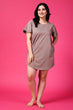 Taupe Solid Long T-shirt Dress
