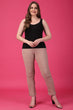 Taupe Solid Straight Pants