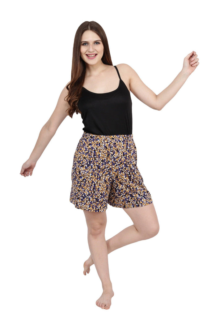 Model wearing Viscose Elastane Shorts with Pattern type: Triangular-1