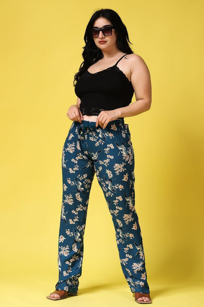 Model wearing Rayon Pant with Pattern type: Floral-4