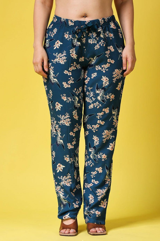 Model wearing Rayon Pant with Pattern type: Floral-6