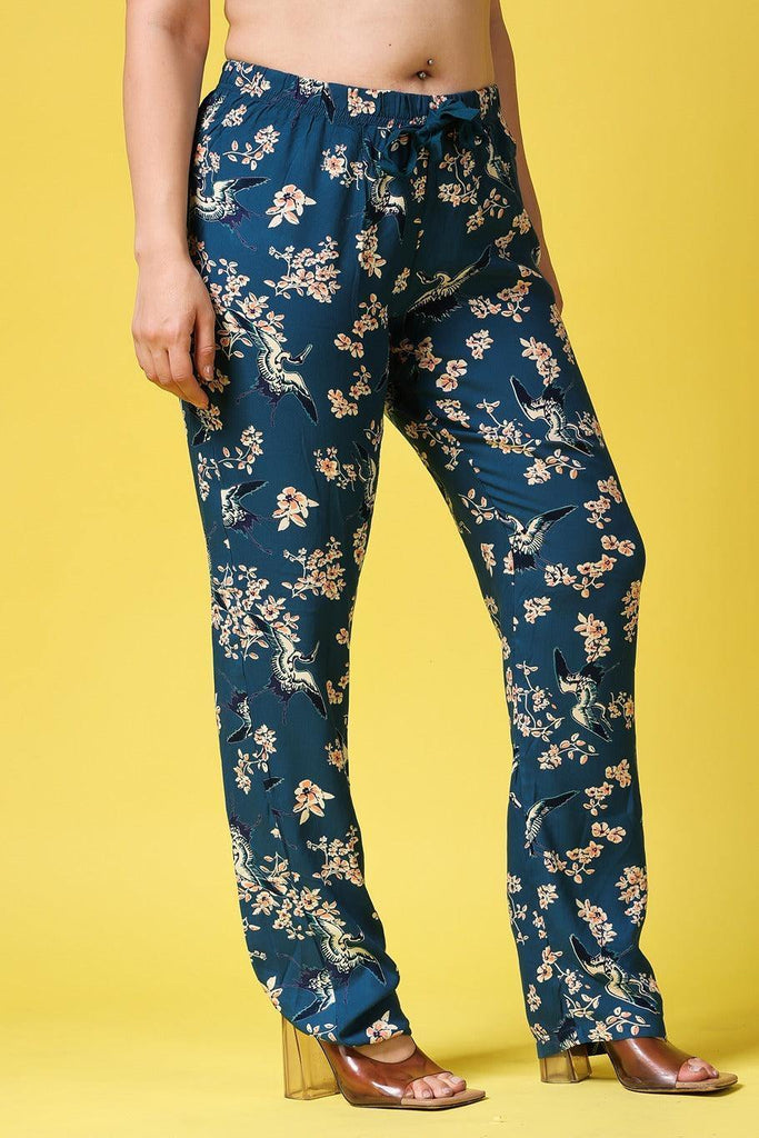 Model wearing Rayon Pant with Pattern type: Floral-8