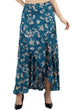 Teal Blue Floral Printed Wrap Around Skirt