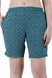 Teal Blue Small Floral Printed Shorts