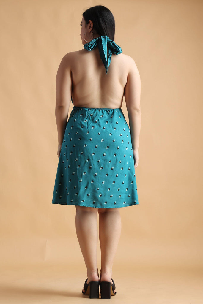Model wearing Rayon Mini Dress with Pattern type: Dots-2