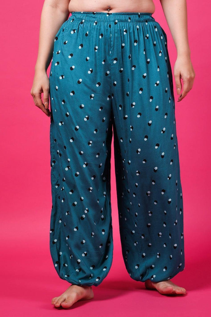 Model wearing Rayon Harem Pants with Pattern type: Dots-2