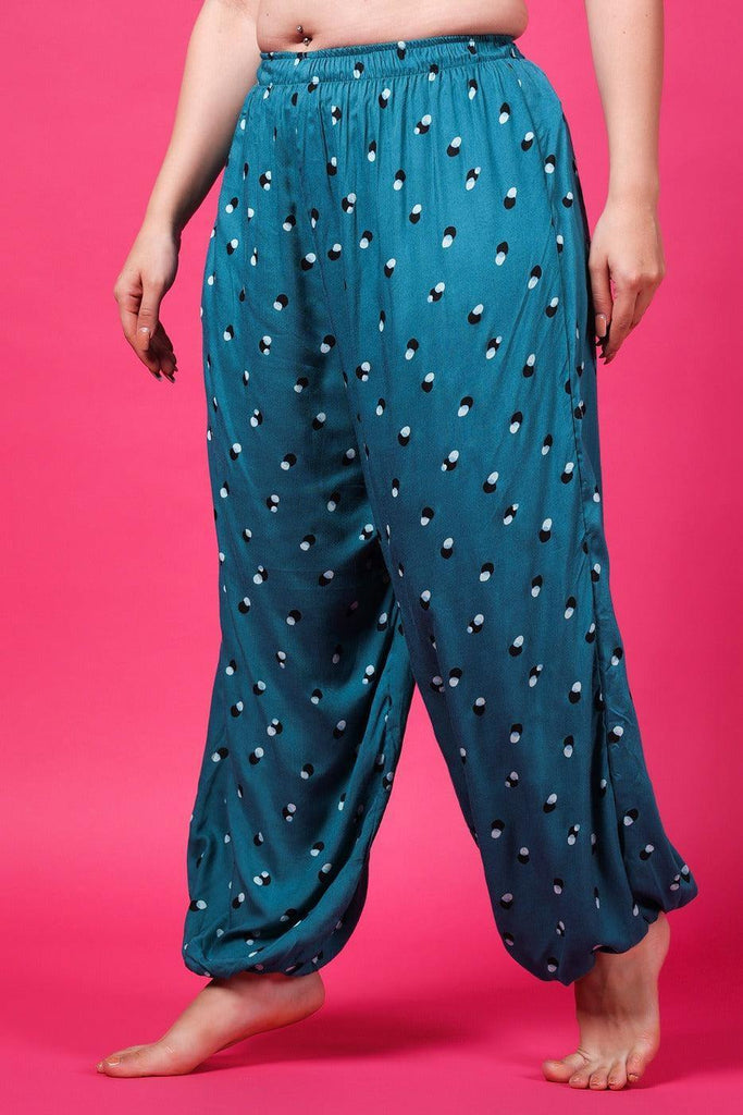 Model wearing Rayon Harem Pants with Pattern type: Dots-3