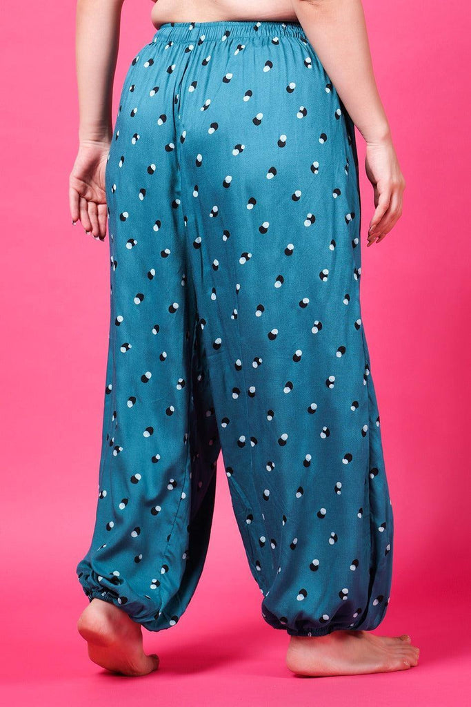 Model wearing Rayon Harem Pants with Pattern type: Dots-5