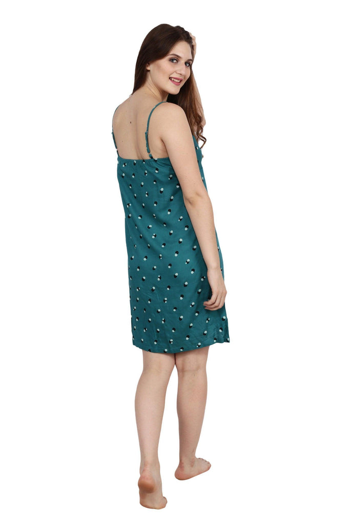 Model wearing Viscose Mini Night Dress with Pattern type: Dots-6