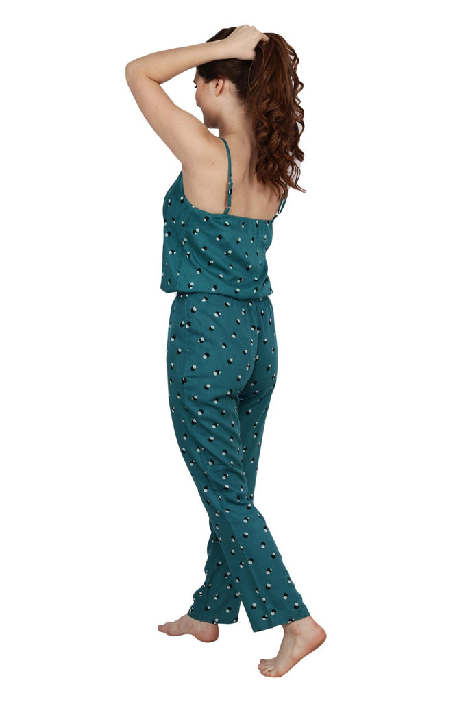 Model wearing Viscose Night Suit Set with Pattern type: Dots-1