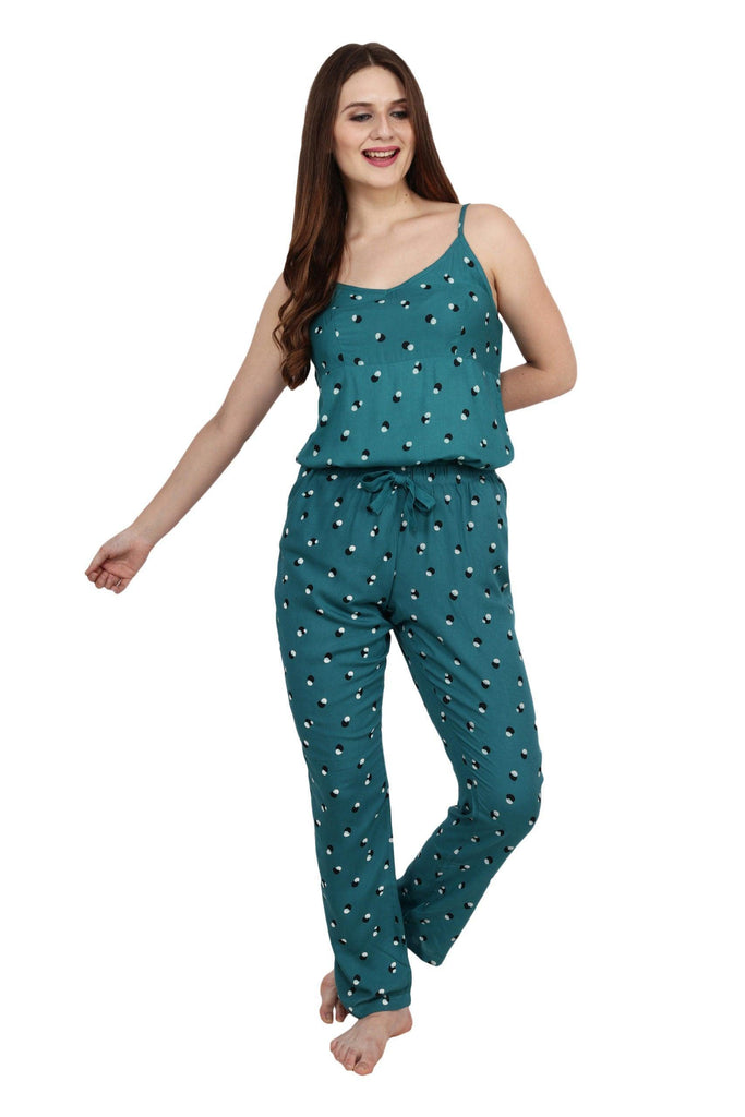 Model wearing Viscose Night Suit Set with Pattern type: Dots-4
