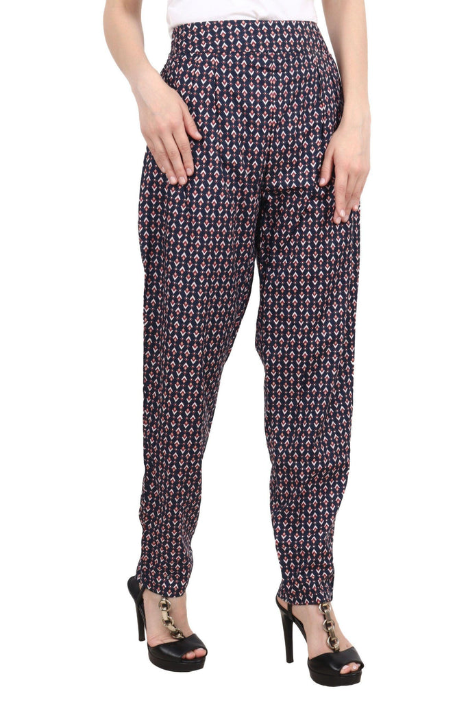 Model wearing Viscose Trousers with Pattern type: Triangular-2