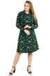 Vertical Floral Printed Buttoned Tie Up Dress