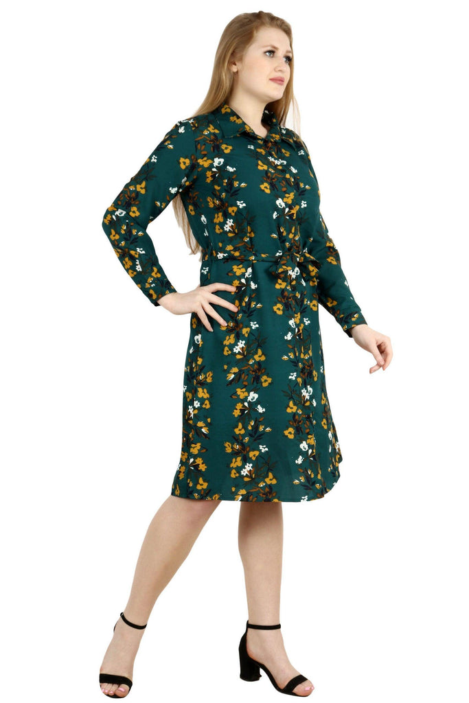 Model wearing Polyester Midi Dress with Pattern type: Floral-4