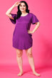 Violet Solid Long T-shirt Dress
