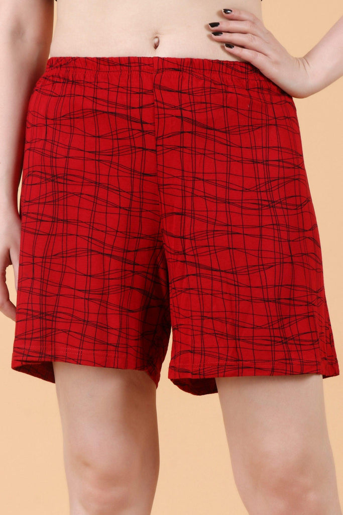 Model wearing Rayon Shorts with Pattern type: Waves-3