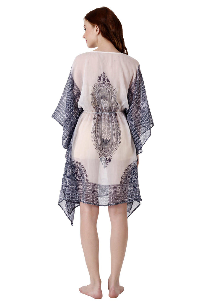 Model wearing Polyester Kaftan with Pattern type: Abstract-2