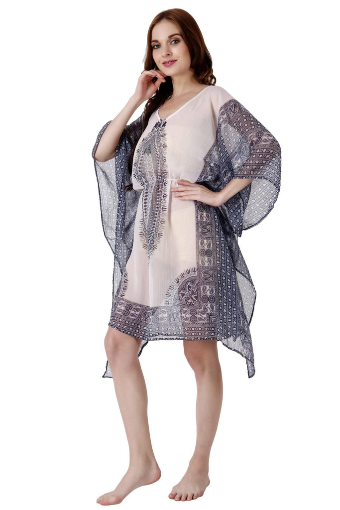 Model wearing Polyester Kaftan with Pattern type: Abstract-4