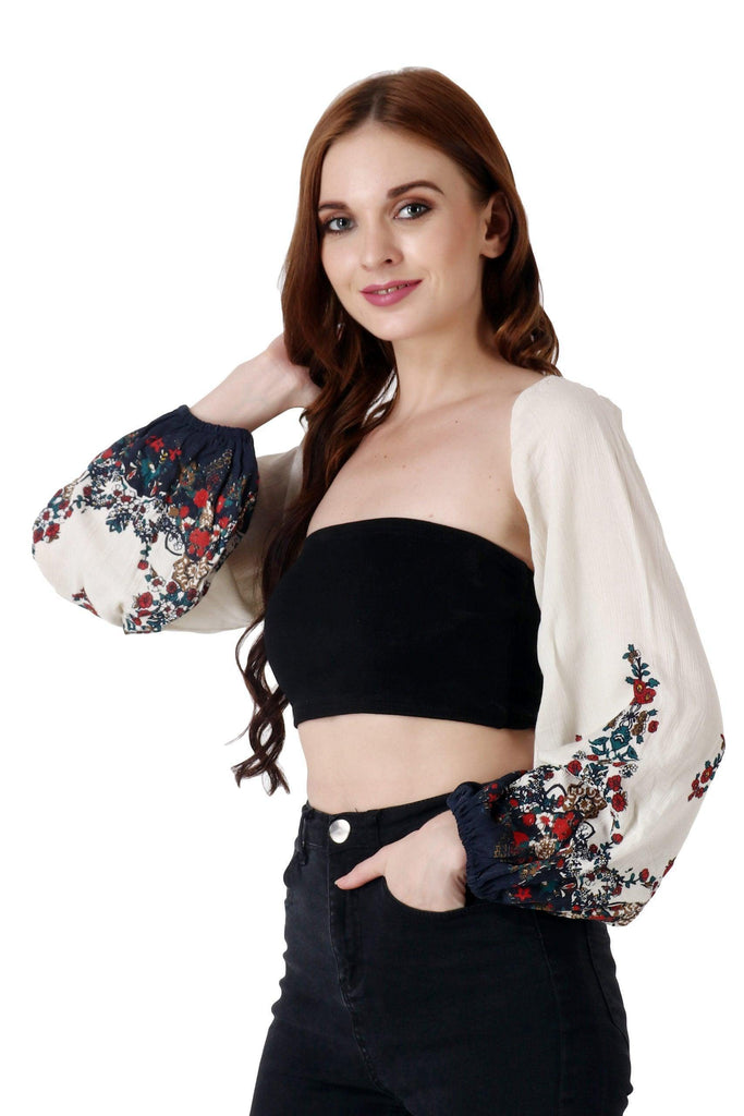 Model wearing Rayon Sleeves with Pattern type: Floral-2