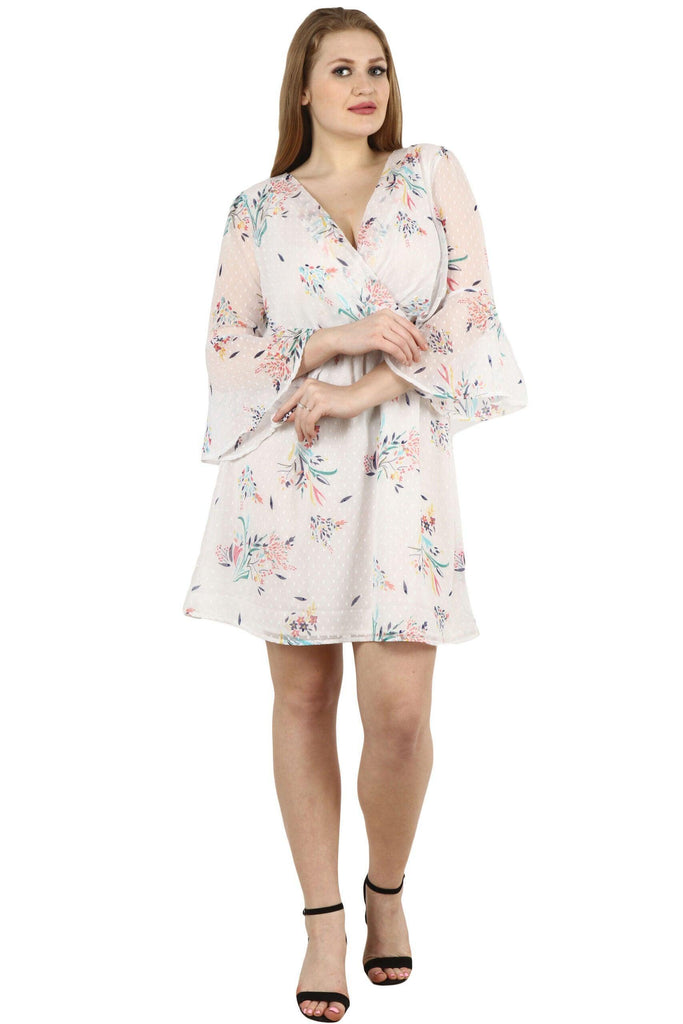 Model wearing Polyster Chiffon Mini Dress with Pattern type: Floral-1